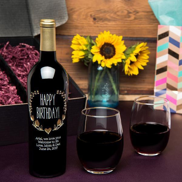 happy birthday wine bottle